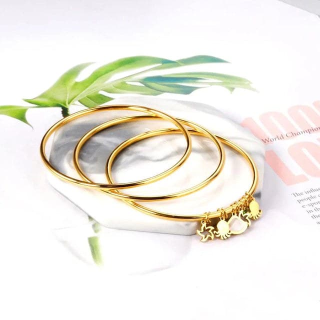 Star and shell cuff set bracelet, view 1 of 2